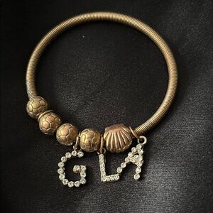 Gold Charm Bracelet with Crystal Accents